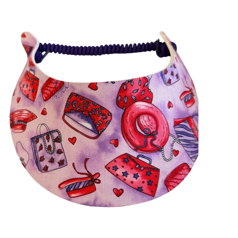 Unbranded Sun Visor Women One Size Purple Red Novelty Hat Purse Print Retro